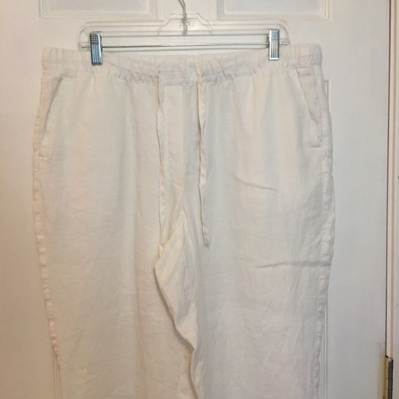 NWT PURE JILL J.JILL SZ XL LINEN CROPPED DRAWSTRING PANTS - Picture 2 of 7